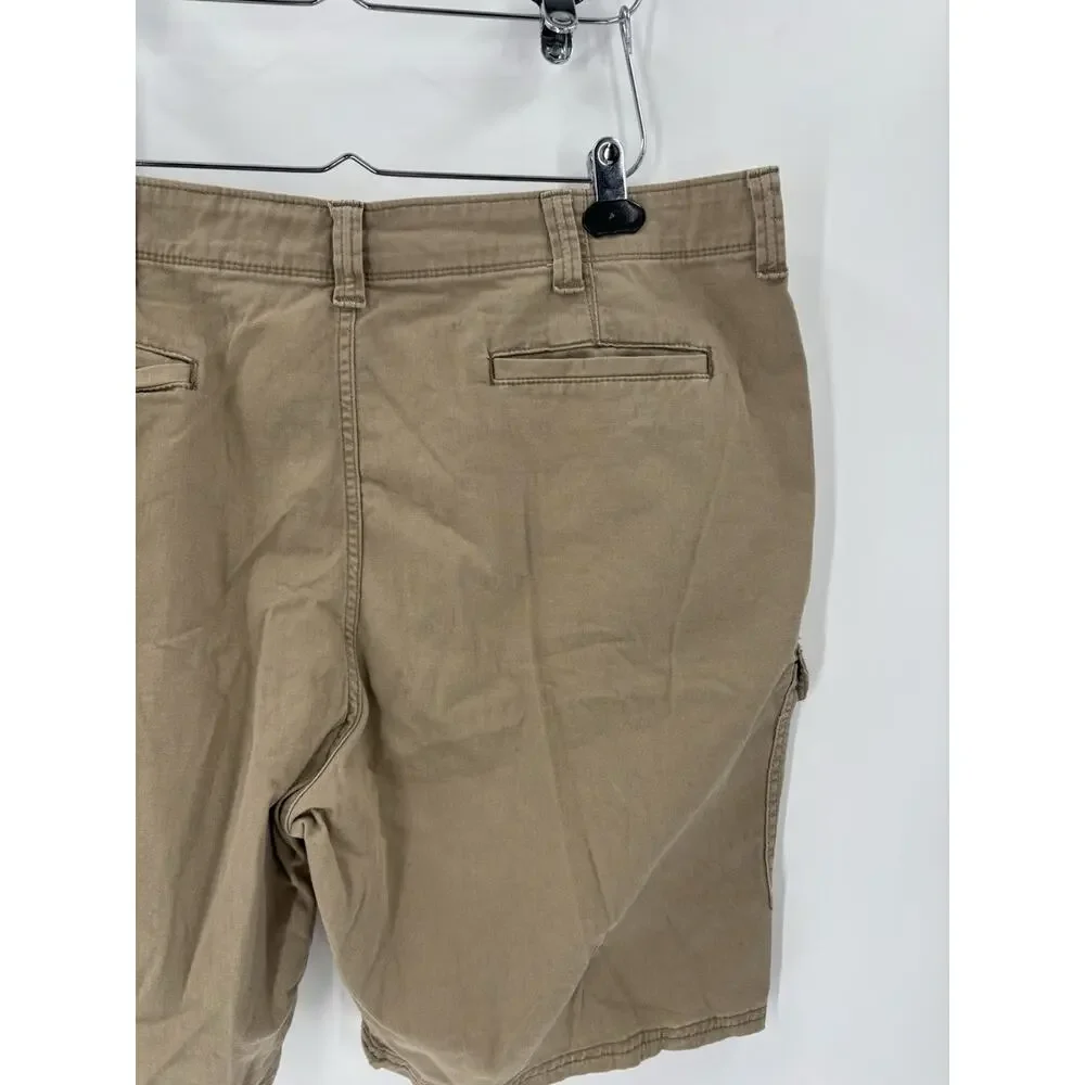Wrangler Relaxed Fit Shorts Mens 42x10 Beige Cargo Cotton Blend Outdoor Pockets